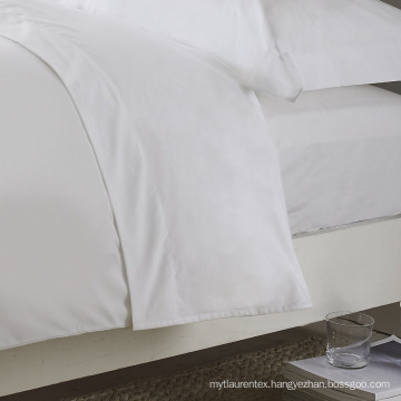 Bulk Sale 50%Polyester 50%Cotton Plain Twin Size White Fitted Bed Sheets for Hotel Use